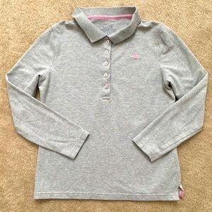 Vineyard Vines Gray Long-Sleeves Girls Polo Shirt Size L